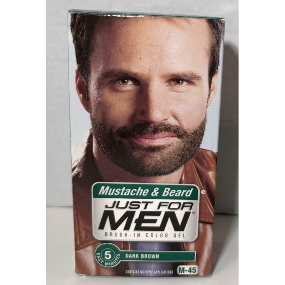 Vintage Just For Men Mustache & Beard Coloring for Gray Hair, M-45 Dark Brown